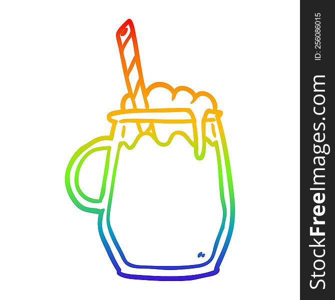 Rainbow Gradient Line Drawing Glass Of Root Beer With Straw