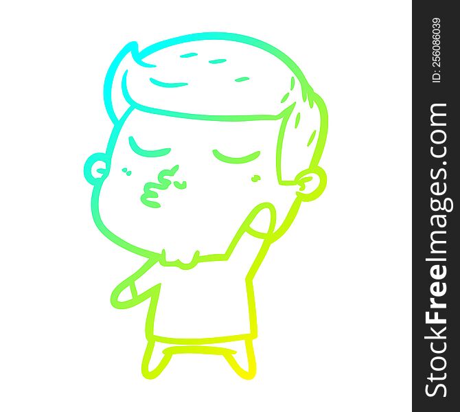 cold gradient line drawing of a cartoon model guy pouting