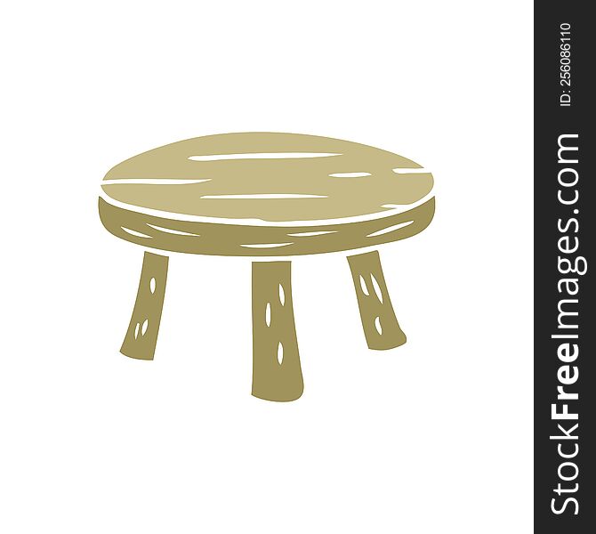 Flat Color Style Cartoon Small Wooden Stool
