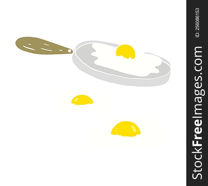 Flat Color Illustration Of A Cartoon Fried Eggs