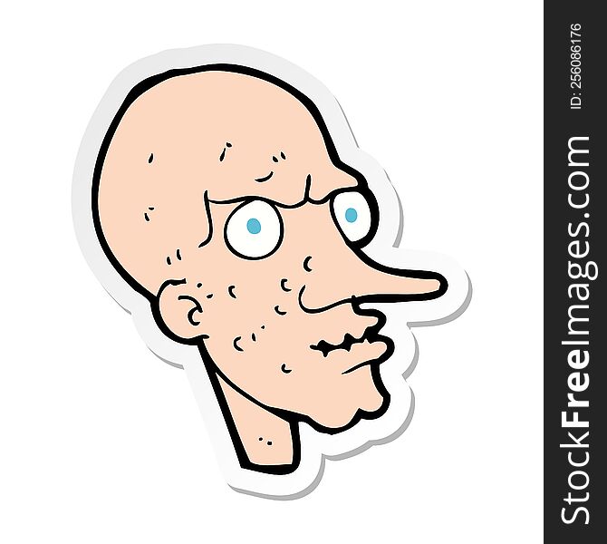 sticker of a cartoon evil old man