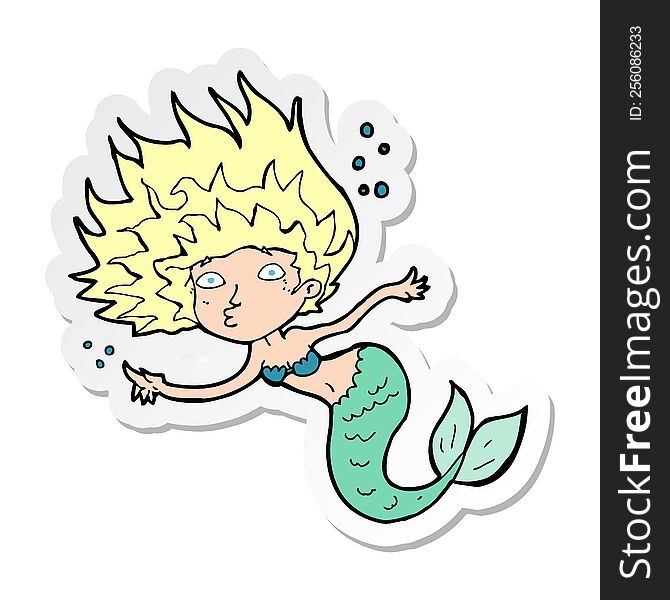 Sticker Of A Cartoon Mermaid