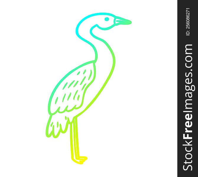 Cold Gradient Line Drawing Cartoon Stork