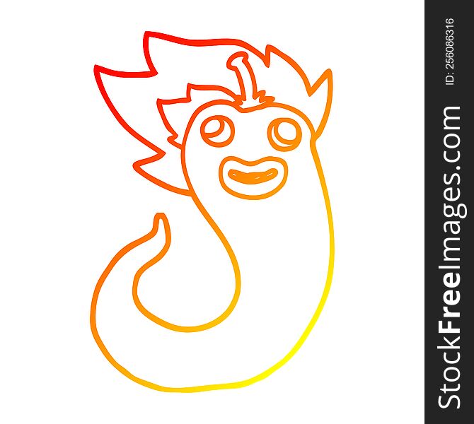 warm gradient line drawing of a cartoon hot chilly