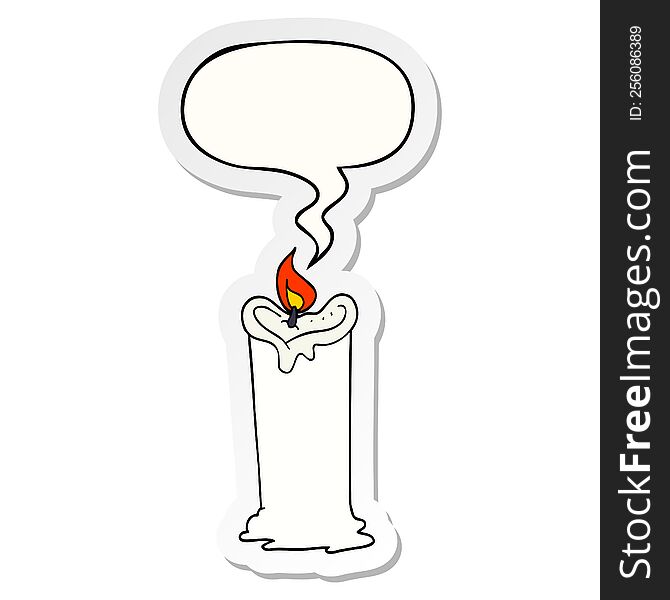 Cartoon Candle And Speech Bubble Sticker