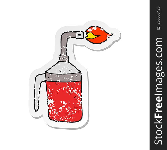 Retro Distressed Sticker Of A Cartoon Blow Torch