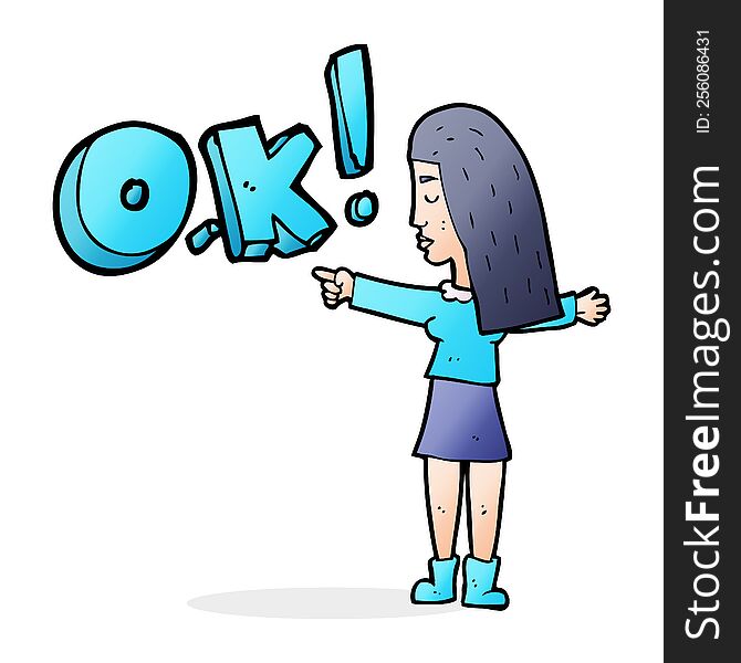 cartoon woman thinking OK