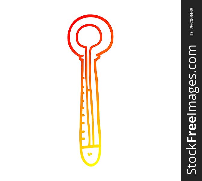 Warm Gradient Line Drawing Cartoon Hot Thermometer