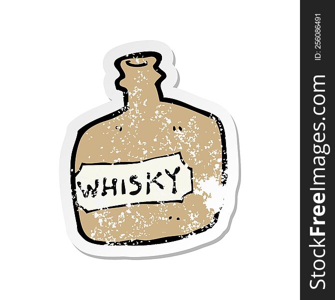 retro distressed sticker of a cartoon whisky jar