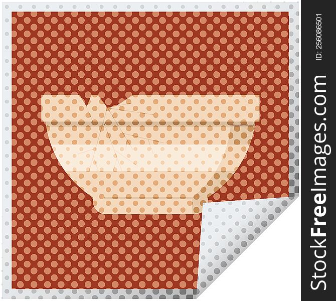 cracked bowl graphic vector illustration square sticker. cracked bowl graphic vector illustration square sticker