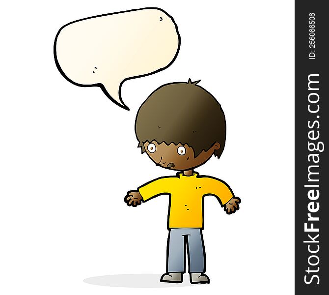 Cartoon Confused Boy With Speech Bubble