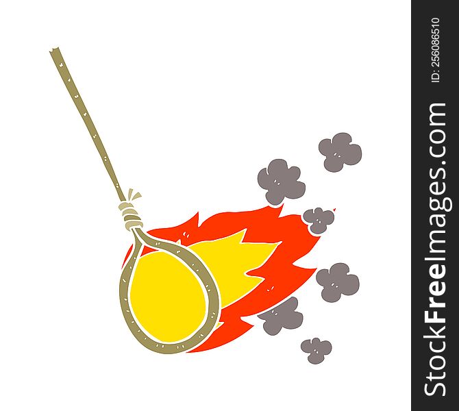 Flat Color Illustration Of A Cartoon Flaming Noose