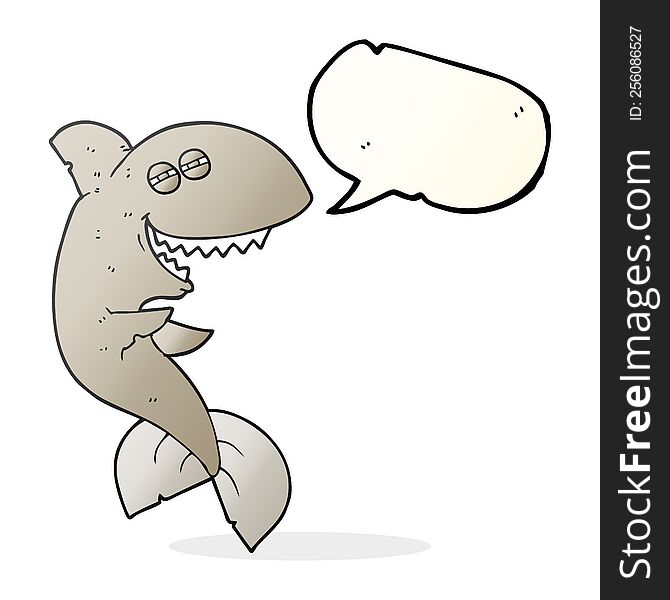 freehand drawn speech bubble cartoon laughing shark