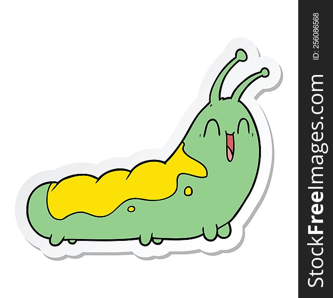 sticker of a funny cartoon caterpillar