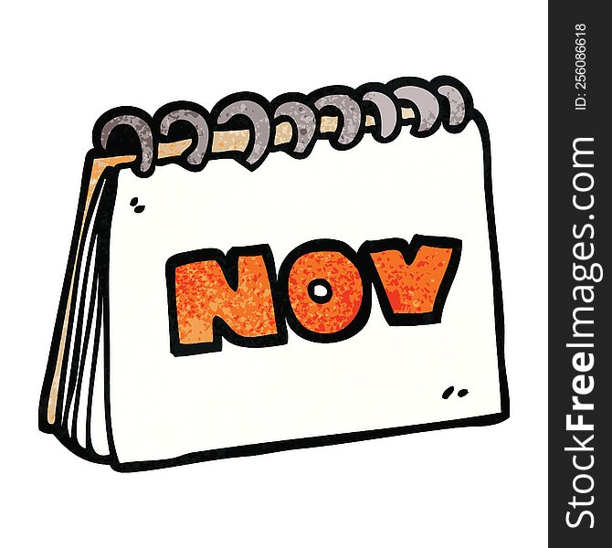 Cartoon Doodle Calendar Showing Month Of November