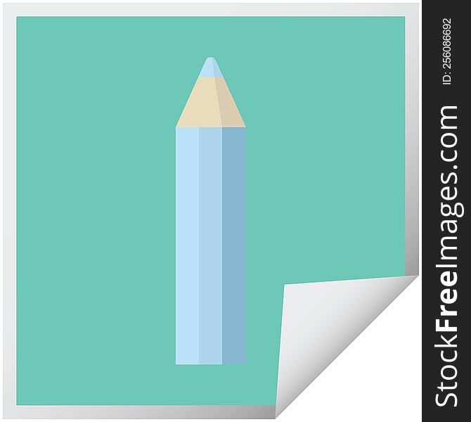 blue coloring pencil graphic vector illustration square sticker. blue coloring pencil graphic vector illustration square sticker