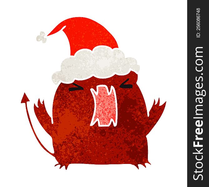 Christmas Retro Cartoon Of Kawaii Devil
