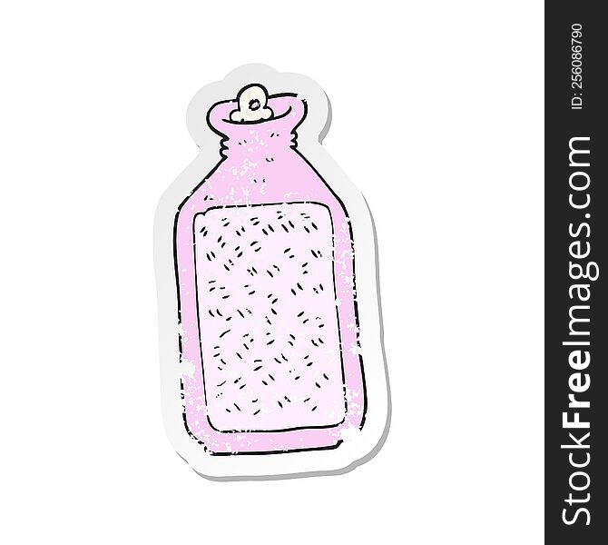 retro distressed sticker of a cartoon hot water bottle