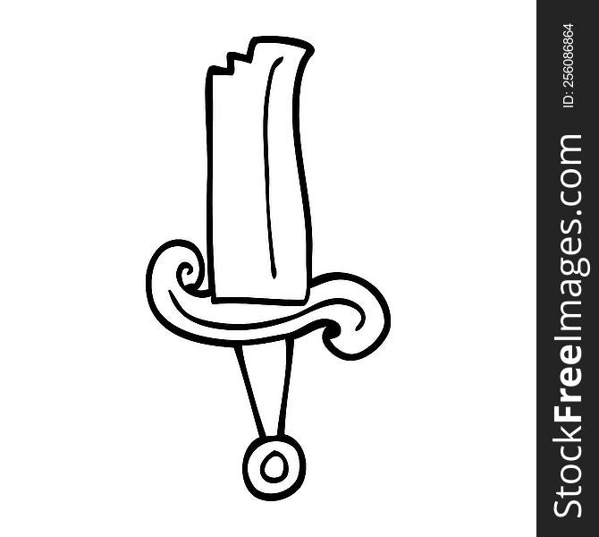 Line Drawing Cartoon Jeweled Sword