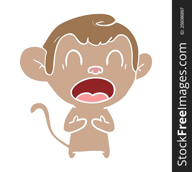 Shouting Flat Color Style Cartoon Monkey