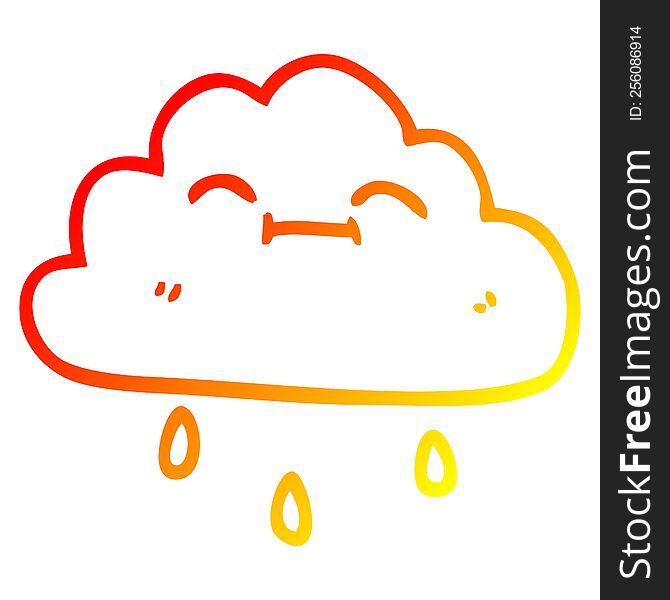 Warm Gradient Line Drawing Cartoon Happy Rain Cloud