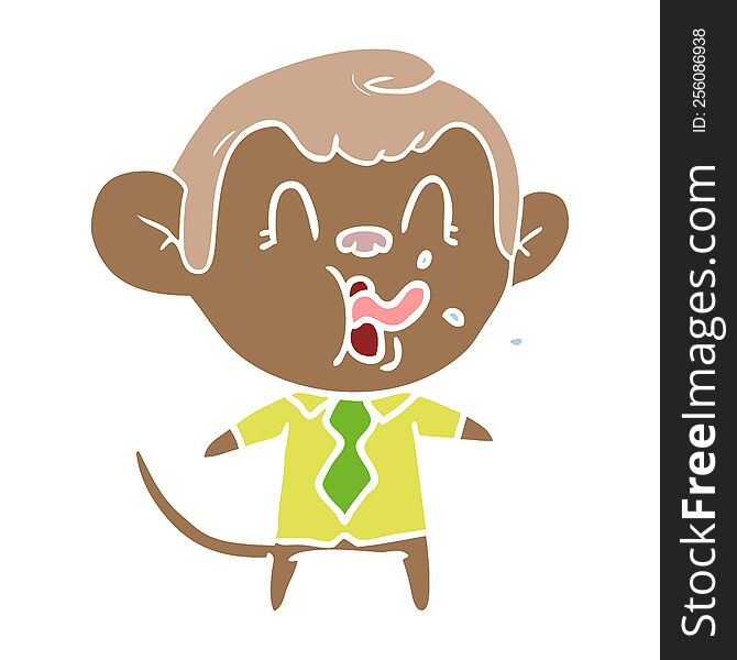 Crazy Flat Color Style Cartoon Business Monkey