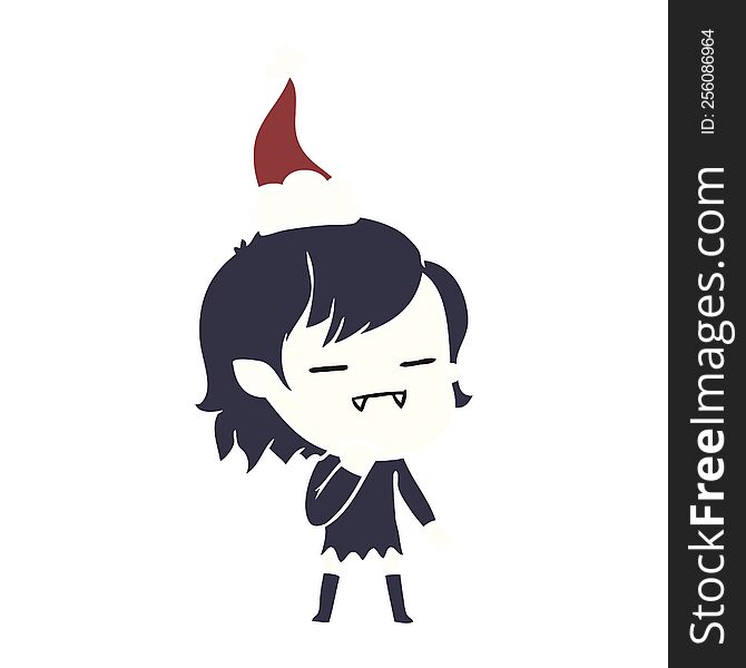 Flat Color Illustration Of A Undead Vampire Girl Wearing Santa Hat