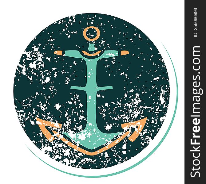 distressed sticker tattoo style icon of an anchor