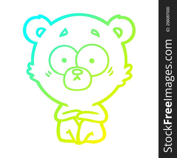 Cold Gradient Line Drawing Surprised Polar Bear Cartoon