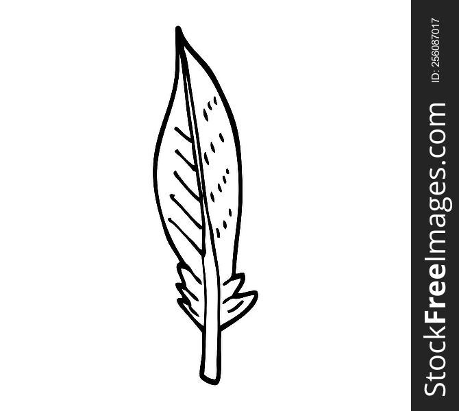 Line Drawing Cartoon Green Feather