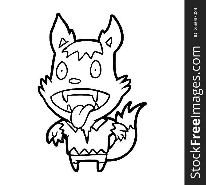 line drawing of a halloween werewolf. line drawing of a halloween werewolf