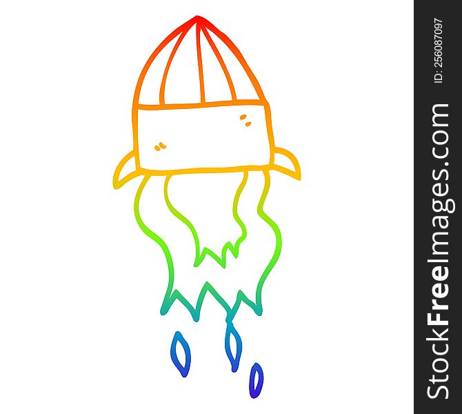 rainbow gradient line drawing cartoon rocket launch