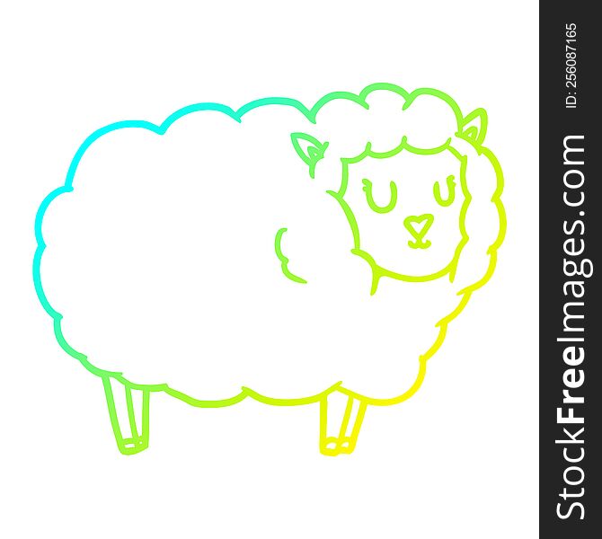 cold gradient line drawing of a cartoon sheep