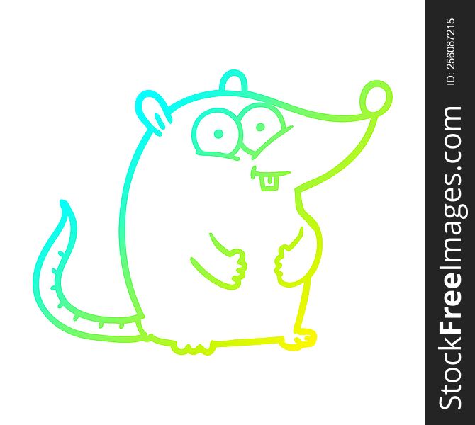 cold gradient line drawing of a cartoon happy white lab mouse