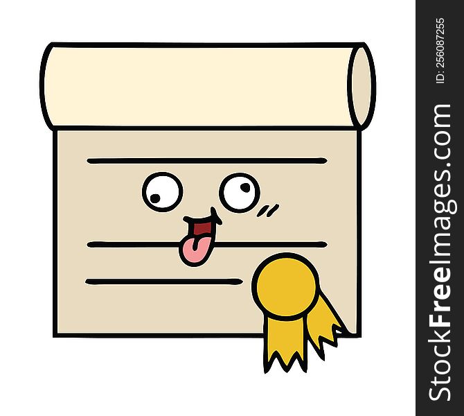 cute cartoon of a certificate. cute cartoon of a certificate