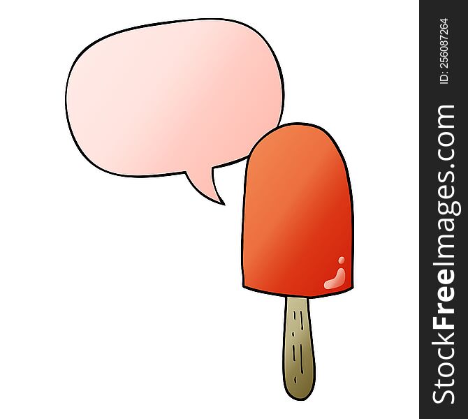 Cartoon Lollipop And Speech Bubble In Smooth Gradient Style