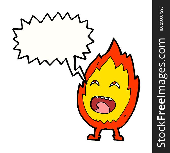 Cartoon Flame Character With Speech Bubble