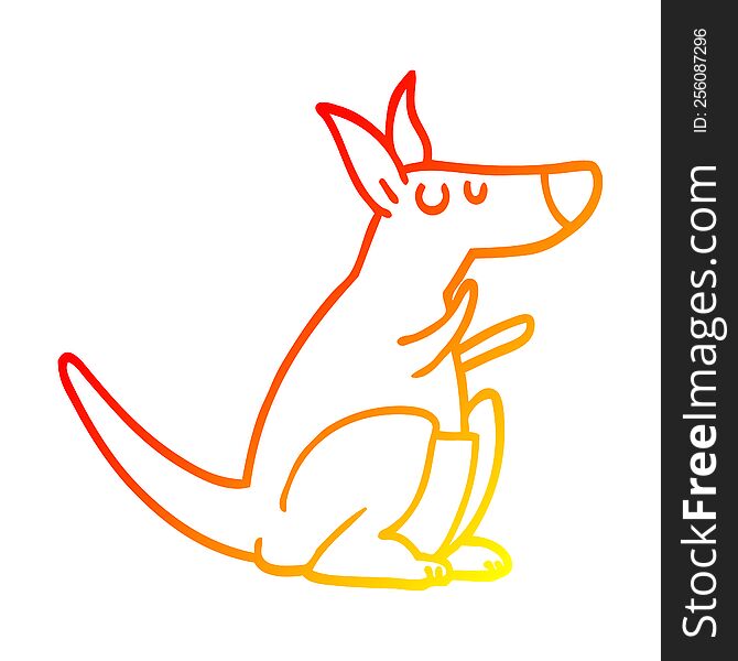 Warm Gradient Line Drawing Cartoon Kangaroo