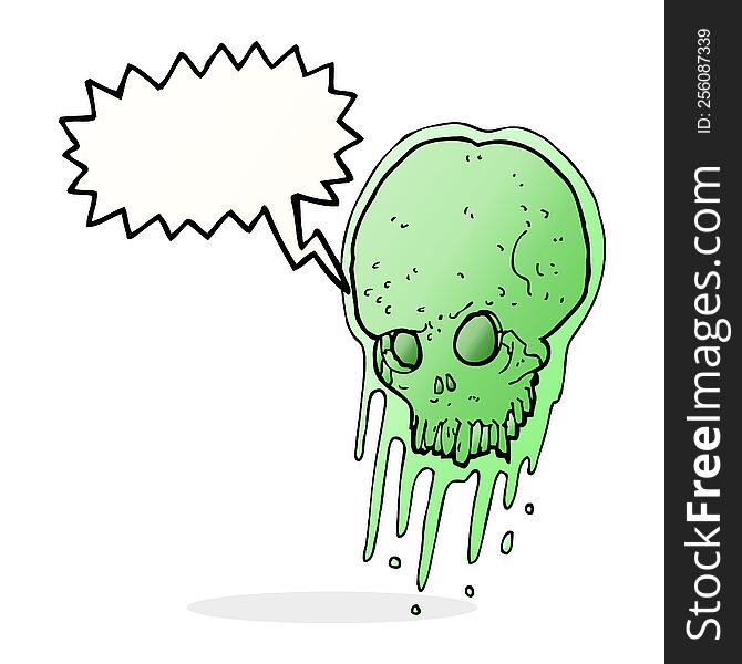 Cartoon Slimy Skull With Speech Bubble