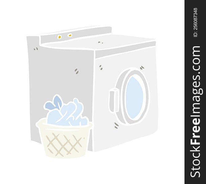 flat color style cartoon washing machine and laundry