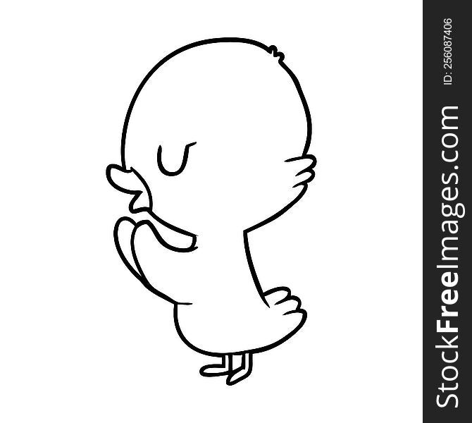 cute line drawing of a duckling. cute line drawing of a duckling