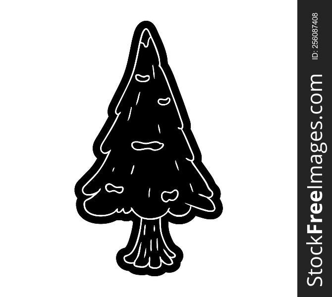 Cartoon Icon Drawing Single Snow Covered Tree