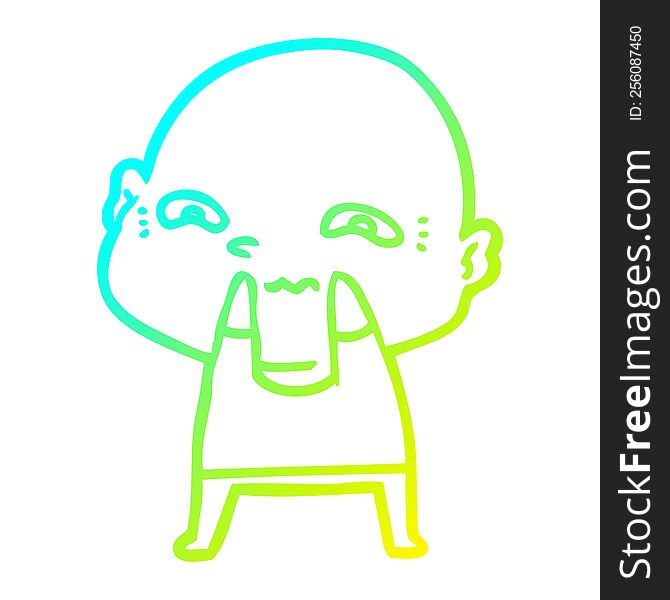 Cold Gradient Line Drawing Cartoon Creepy Guy