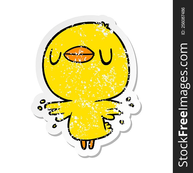 distressed sticker of a cartoon chick flapping wings