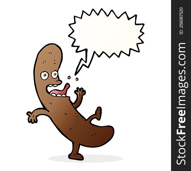 Cartoon Sausage With Speech Bubble