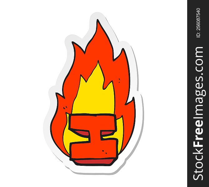Sticker Of A Cartoon Flaming Letter I