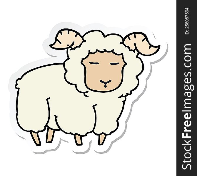 sticker of a quirky hand drawn cartoon ram