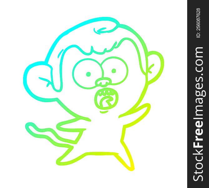 cold gradient line drawing of a cartoon shocked monkey