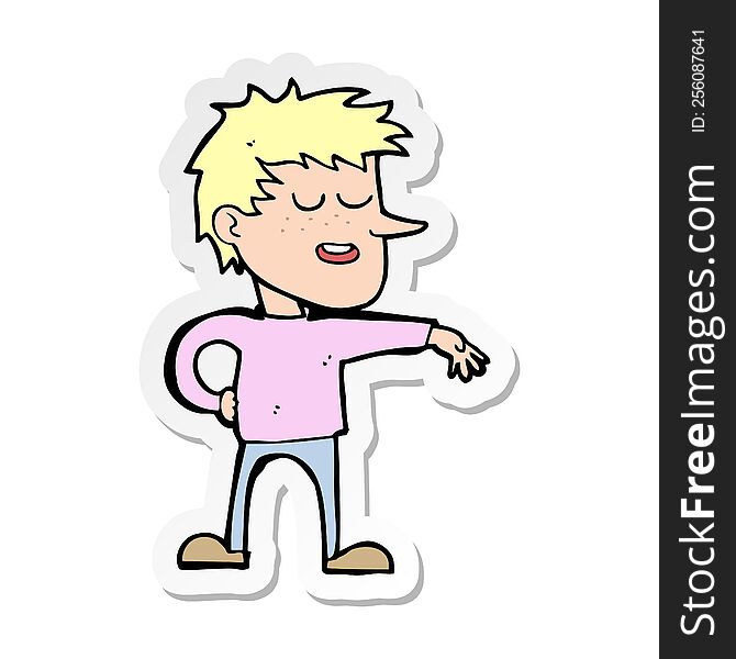 sticker of a cartoon man making dismissive gesture