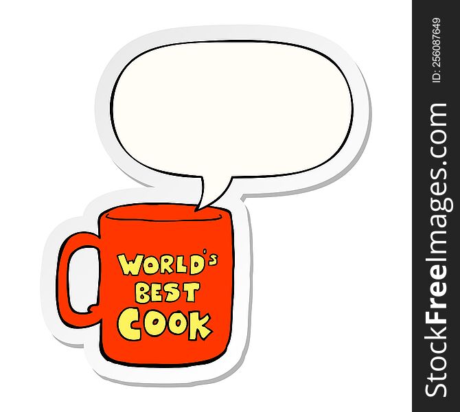 Worlds Best Cook Mug And Speech Bubble Sticker